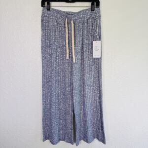 Calme by Johnny Was Pants Womens Medium Cozy Wide Leg Ribbed Lounge New Blue